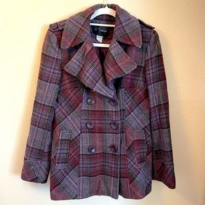 Mods International (Victoria’s Secret) Purple Plaid Peacoat - Size Medium